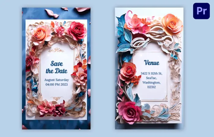 Unique Floral 3D Wedding Invitation IG Story